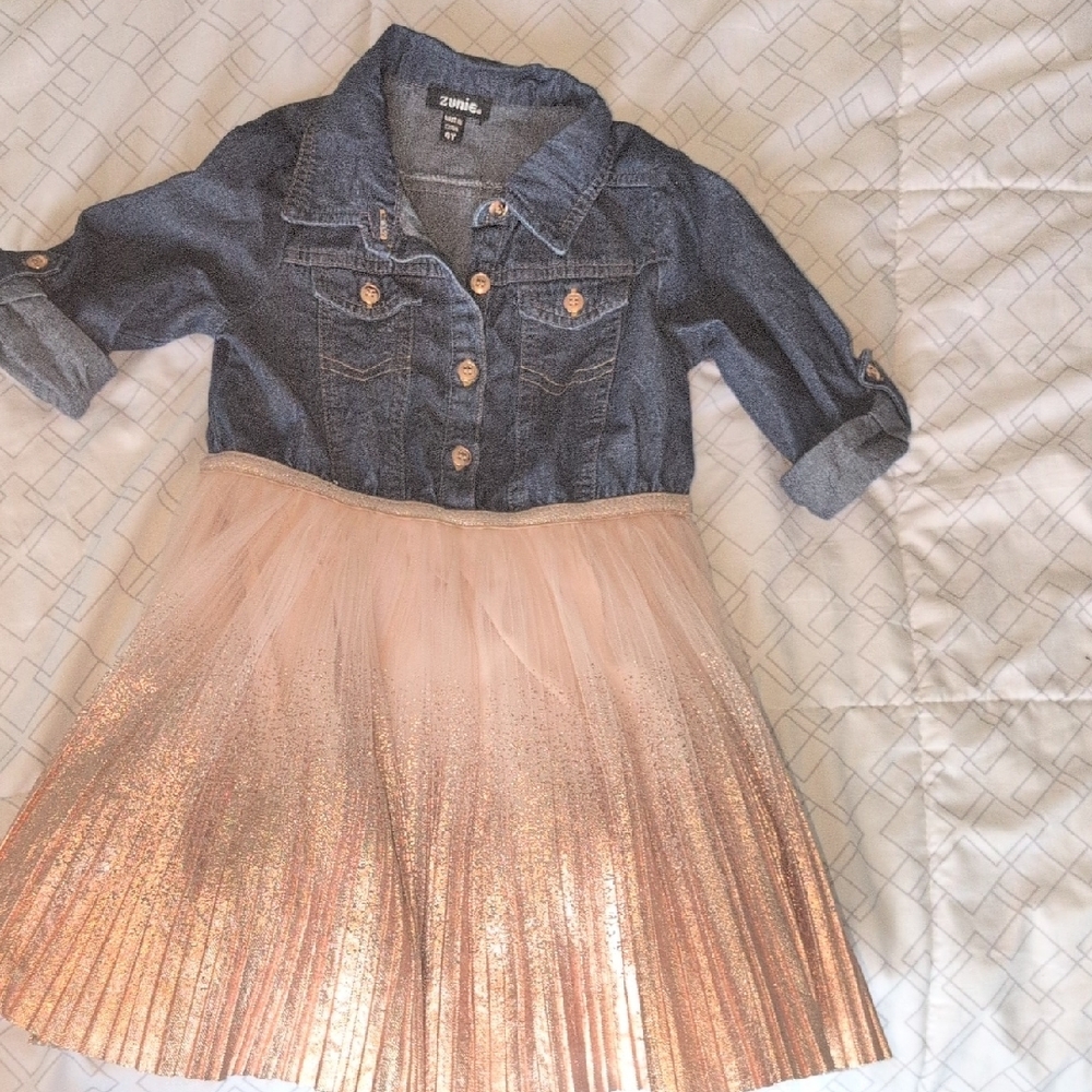 Zara Kids Denim and Pink Jacket Dress
